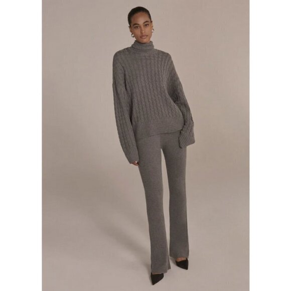 💕FAVORITE DAUGHTER💕 Masha Cable Knit Turtleneck Sweater Storm Cloud Grey L NWT - Picture 4 of 16